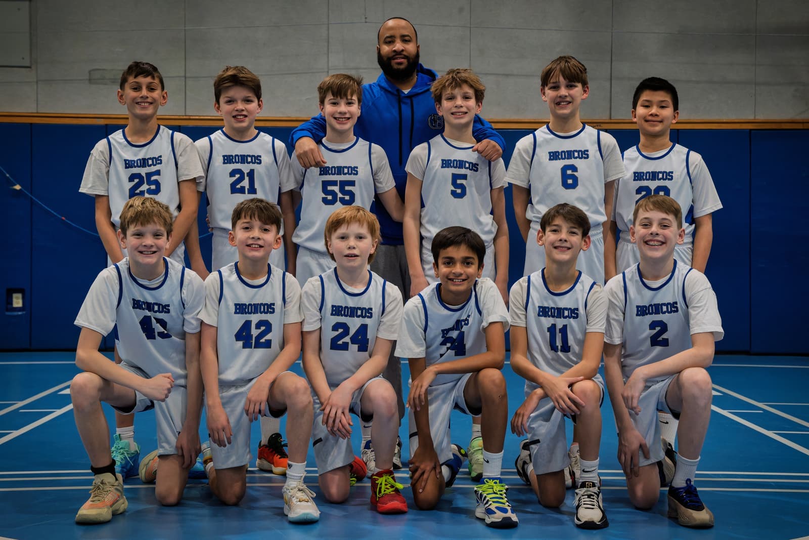 A BYBA boys team with their coach